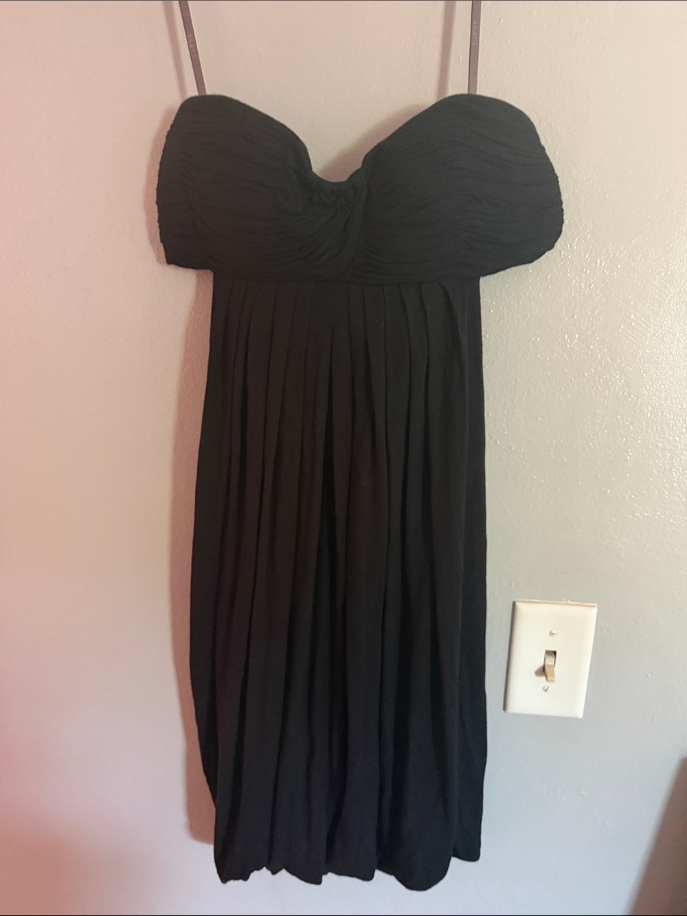 Lipsy Black Strapless Pleated Midi Dress